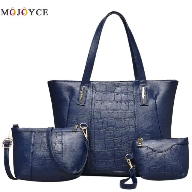 3pcs Famous Brand Women Bag Ladies Shoulder Bags PU Leather Female Handbags Large Capacity Casual Tote Bolsa Feminina