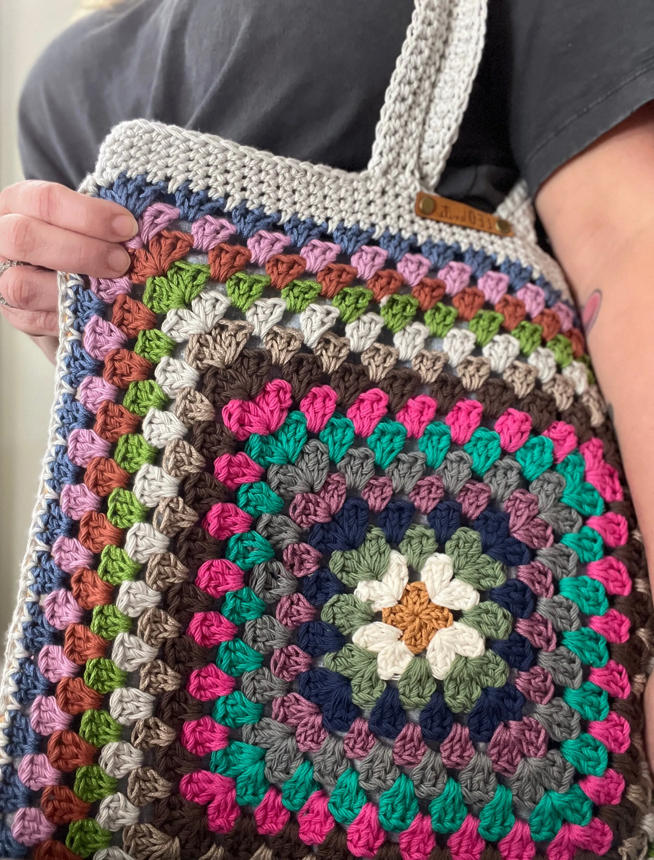 Granny Square Lined Tote