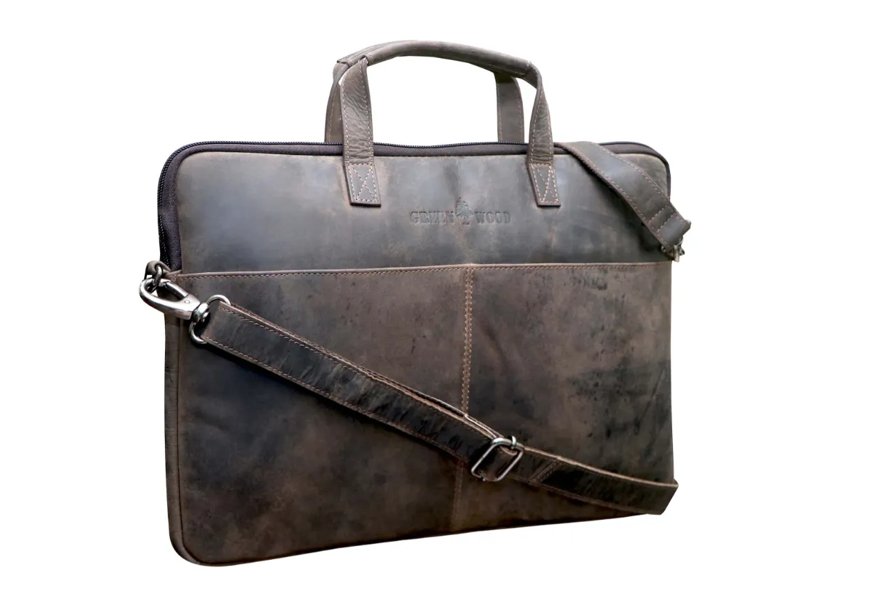 Greenwood Leather - Leather Laptop Sleeve - 13 / 15 / 16 inch with Strap GWLP06