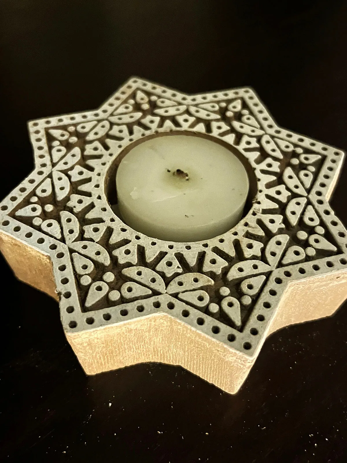 Handcrafted Wooden Tealight holders Star Design Set Of 2