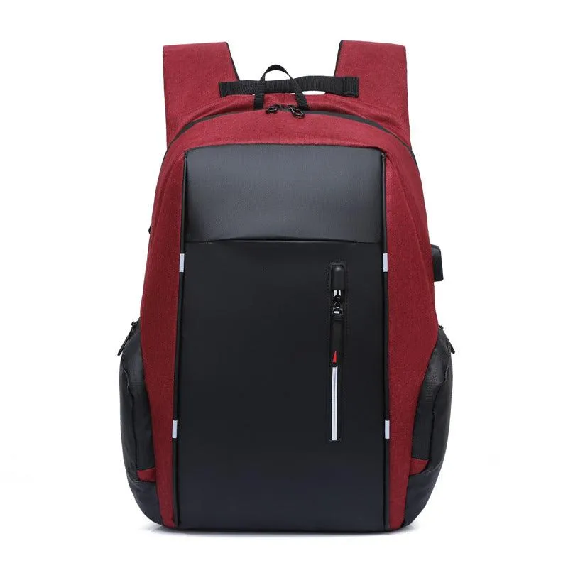 High Capacity BackPack With USB Charging Port- Black/Red