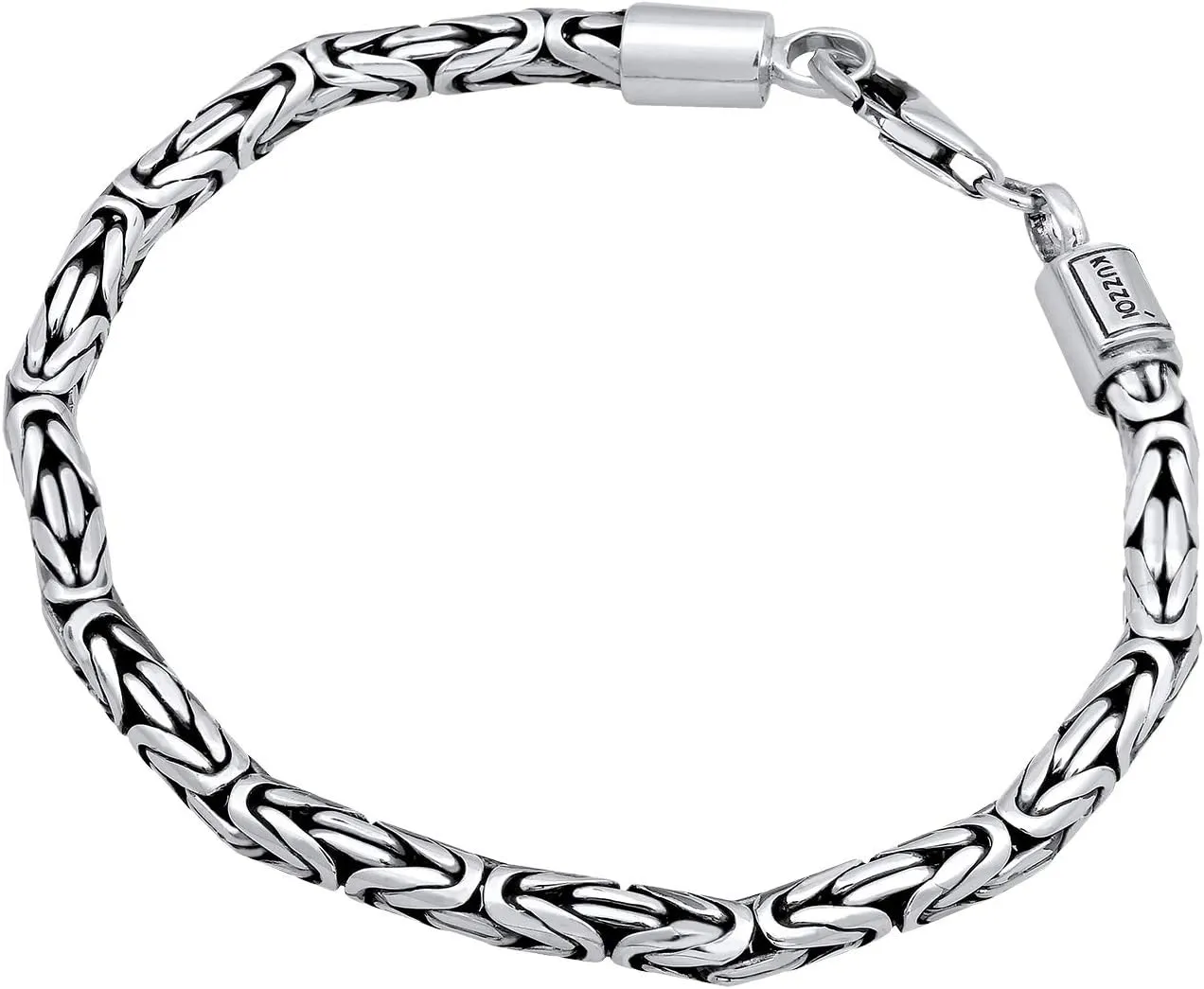 kuzzoi Men Bracelet curb cuban chain massiv shiny solid with Clasp made of 925 sterling silver, length 7.48 inch 9.05 inch, width 0.16 inch, 0.71 oz, 0206141819