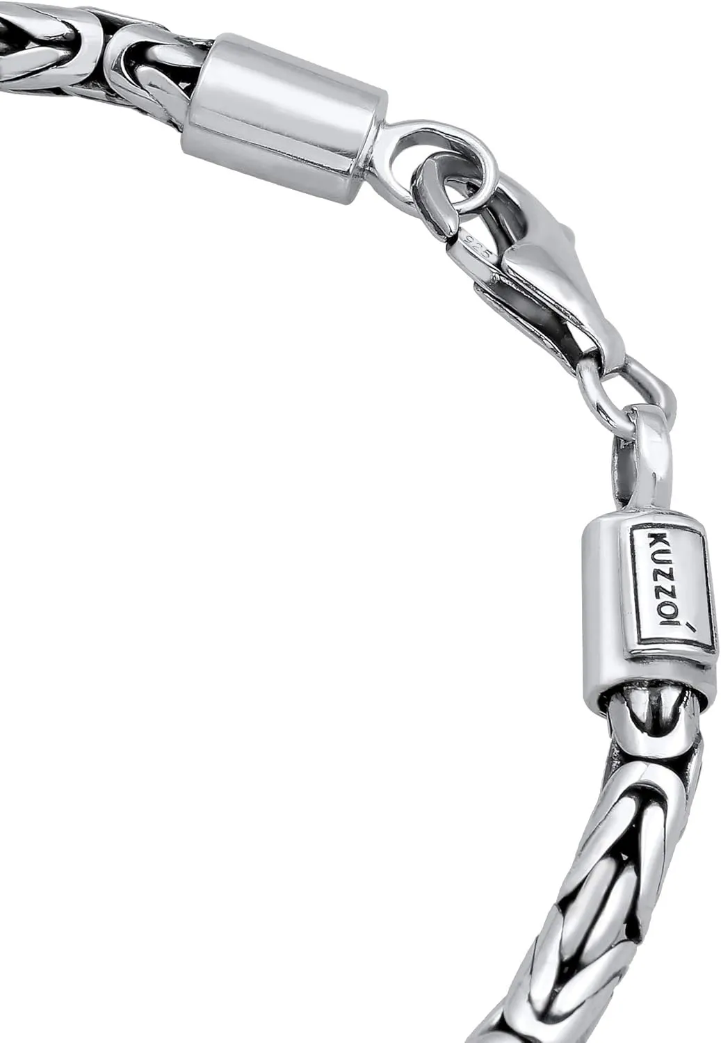 kuzzoi Men Bracelet curb cuban chain massiv shiny solid with Clasp made of 925 sterling silver, length 7.48 inch  9.05 inch, width 0.16 inch, 0.71 oz, 0206141819