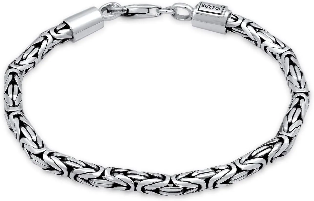 kuzzoi Men Bracelet curb cuban chain massiv shiny solid with Clasp made of 925 sterling silver, length 7.48 inch 9.05 inch, width 0.16 inch, 0.71 oz, 0206141819