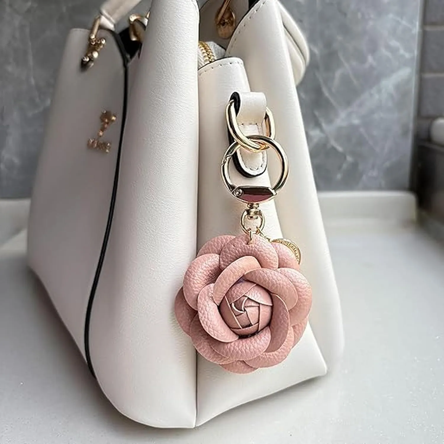 Leather Bag Charm for Handbags Flower Purse Charms for Women Trendy Gift