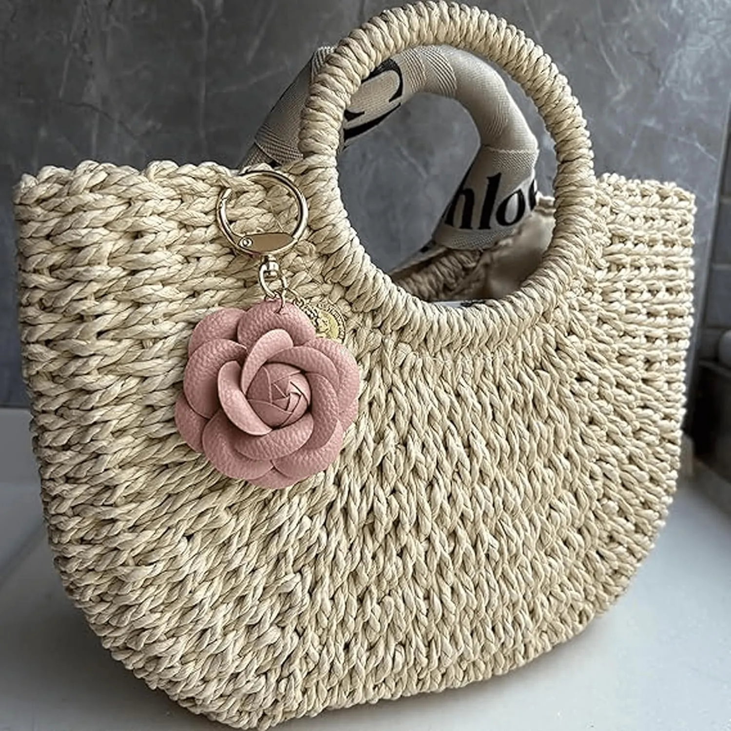 Leather Bag Charm for Handbags Flower Purse Charms for Women Trendy Gift