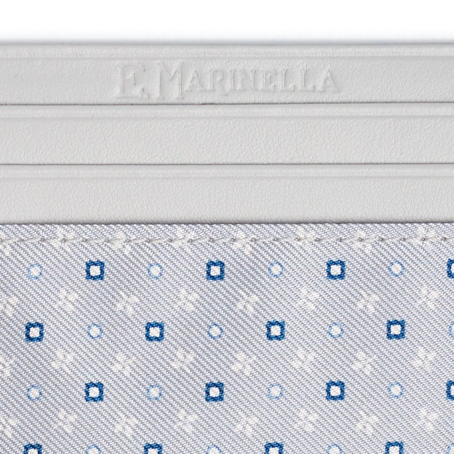 LIGHT GREY LEATHER AND SILK CREDIT CARD HOLDER