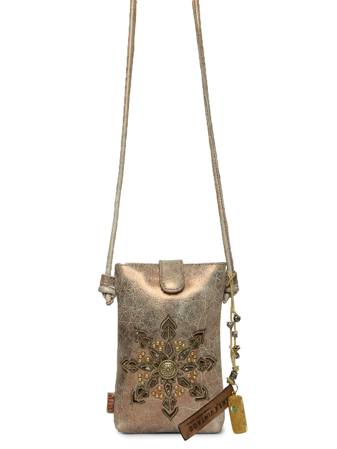 Luminosa: Metallic Effect With Mandala Leather Phone Pouch
