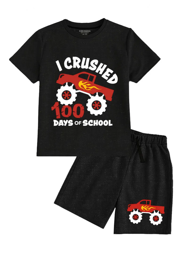 Monster Truck 100 Day Of School Short Set