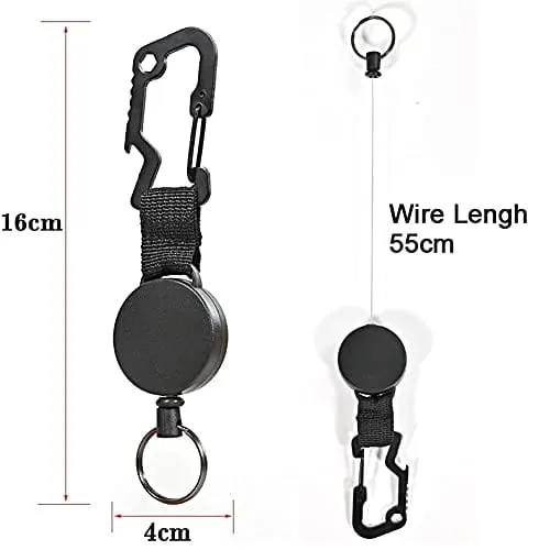 Retractable Keychains Key Rings,Multitool Carabiner Key Belt Clip Badge Holder Reel with Wire Rope Bottle Opener (3Pack)