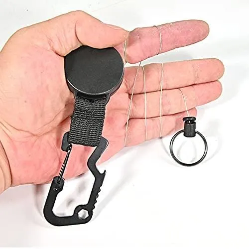 Retractable Keychains Key Rings,Multitool Carabiner Key Belt Clip Badge Holder Reel with Wire Rope Bottle Opener (3Pack)