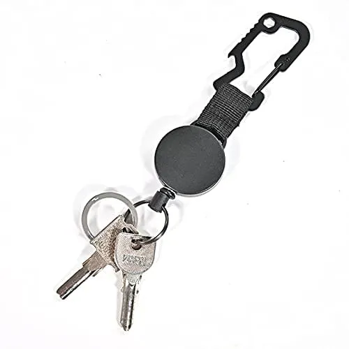 Retractable Keychains Key Rings,Multitool Carabiner Key Belt Clip Badge Holder Reel with Wire Rope Bottle Opener (3Pack)